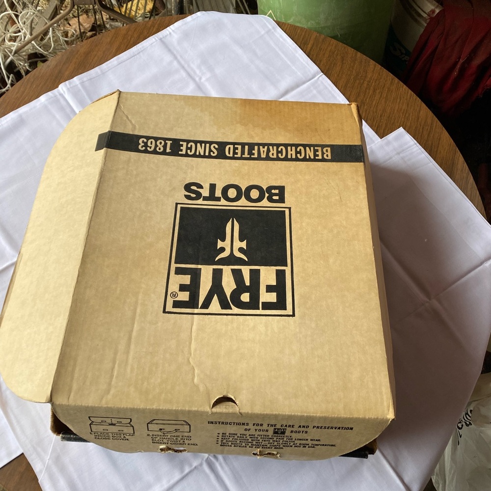 Frye Beige Boots Box with Logo